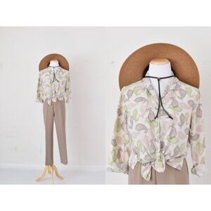 Vintage 90s Polyester Paisley‎ Blouse |size 14P